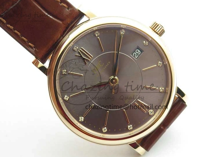 MIROTIME 0313 Portofino 37mm RG V7F 1:1 Best Edition Gray Dial on Deep Brown Leather Strap A SunProtective 7090